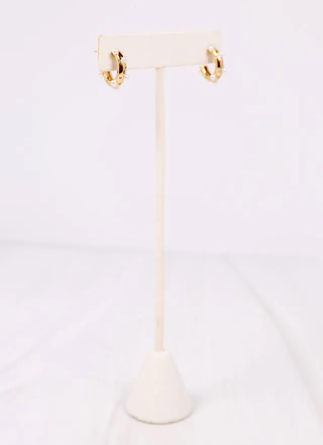 Renee Pearl and CZ Hoop Earring GOLD