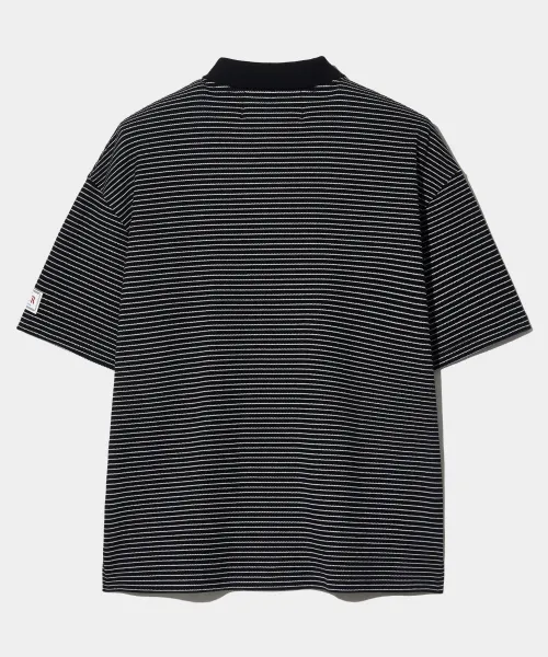 SATUR  |Stripes Unisex Cotton Short Sleeves Logo T-Shirts