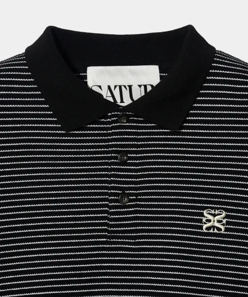 SATUR  |Stripes Unisex Cotton Short Sleeves Logo T-Shirts