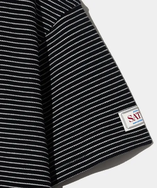 SATUR  |Stripes Unisex Cotton Short Sleeves Logo T-Shirts