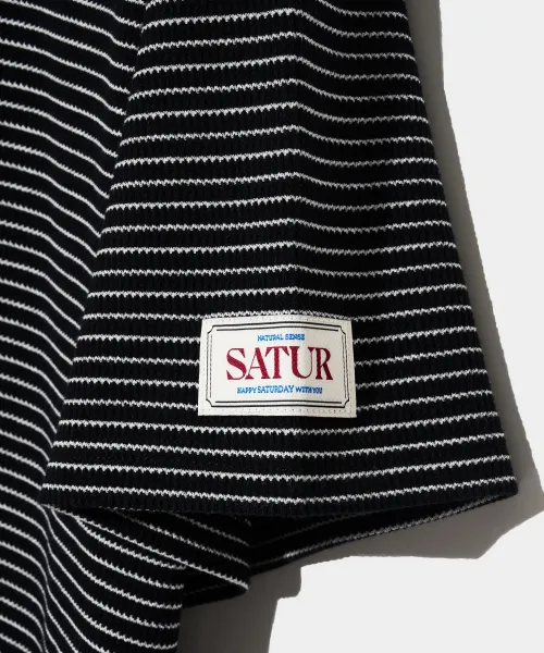 SATUR  |Stripes Unisex Cotton Short Sleeves Logo T-Shirts