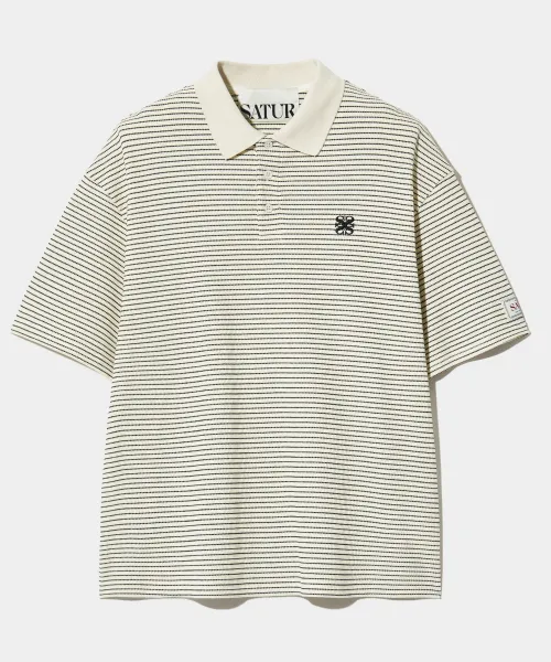 SATUR  |Stripes Unisex Cotton Short Sleeves Logo T-Shirts