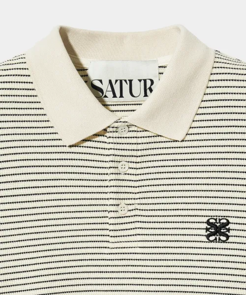 SATUR  |Stripes Unisex Cotton Short Sleeves Logo T-Shirts