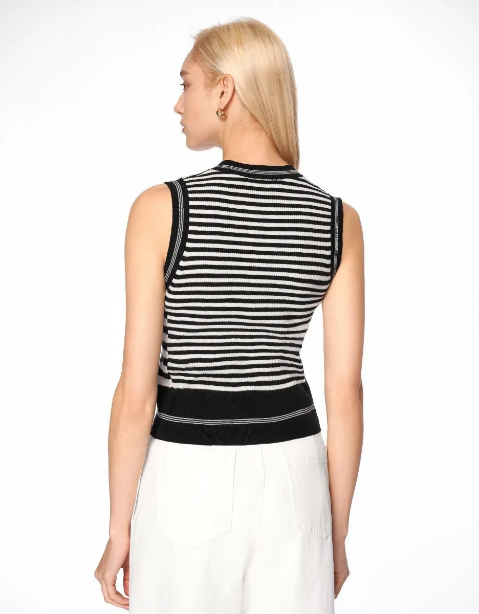 SaturdayClub  |Stripes Casual Style Wool Nylon Sleeveless U-Neck