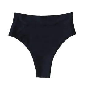 SEYCHELLES HIGH WAISTED BIKINI BOTTOMS IN LIQUORICE BLACK