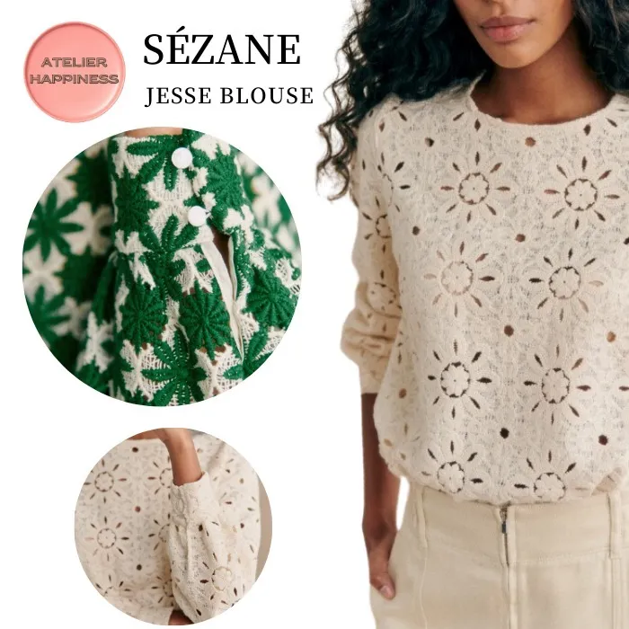 SEZANE  |Flower Patterns Casual Style Long Sleeves Plain Cotton