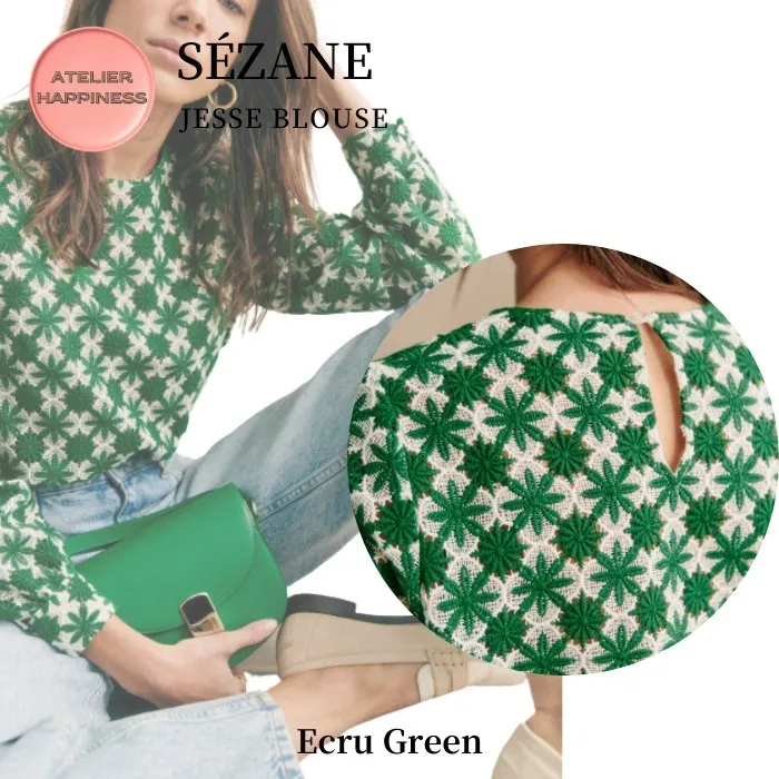 SEZANE  |Flower Patterns Casual Style Long Sleeves Plain Cotton