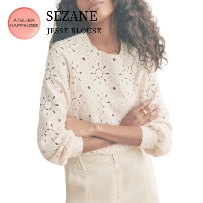 SEZANE  |Flower Patterns Casual Style Long Sleeves Plain Cotton