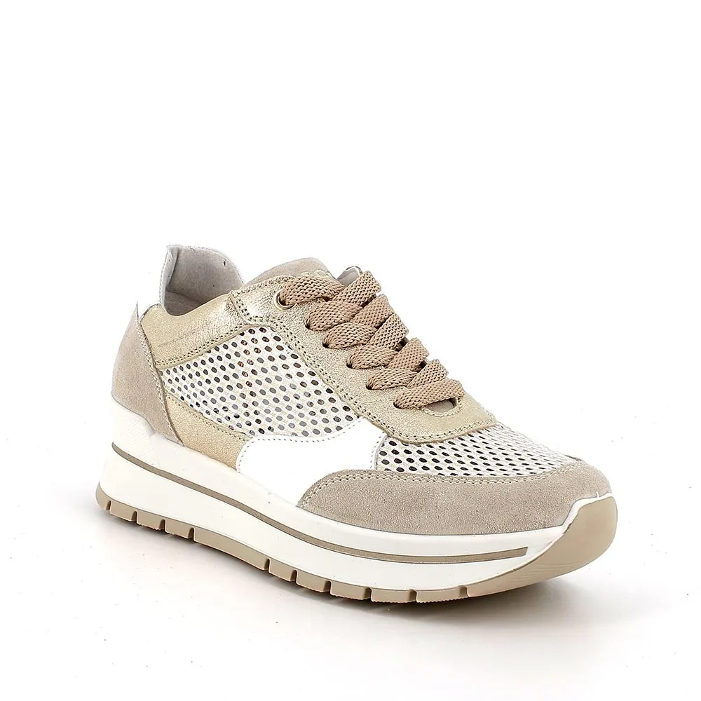 SNEAKERS IGI&CO DONNA PELLE LAMINATA/TESSUTO BEIGE 5662211