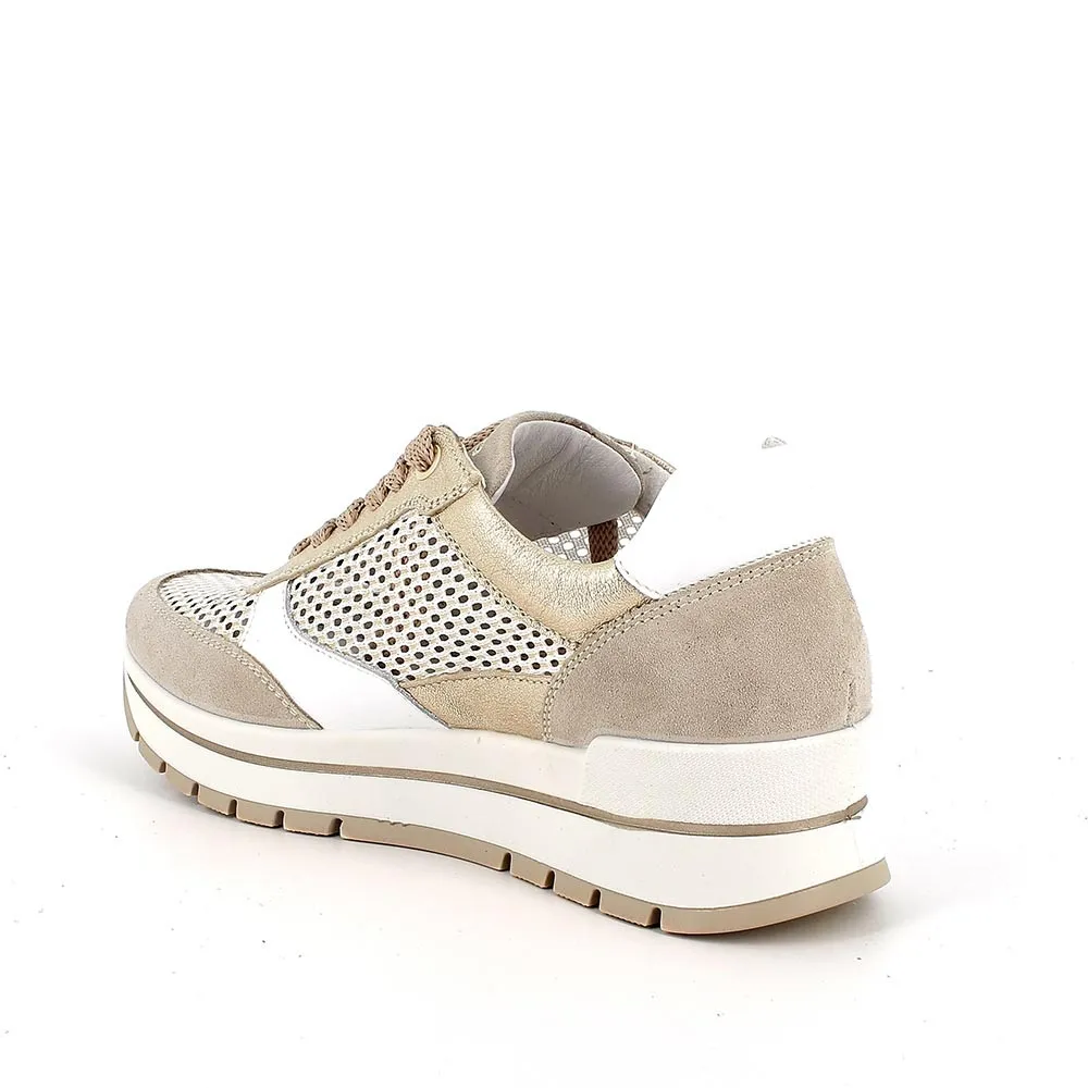 SNEAKERS IGI&CO DONNA PELLE LAMINATA/TESSUTO BEIGE 5662211