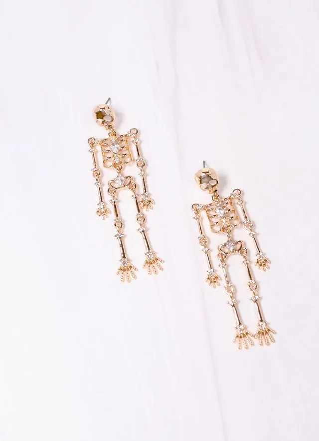 Spooky Skeleton Earring GOLD