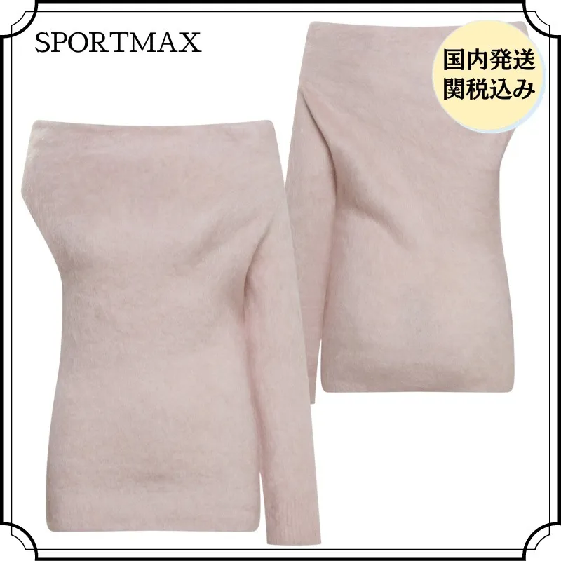 SPORT MAX  |Casual Style Wool Boat Neck Long Sleeves Plain Party Style