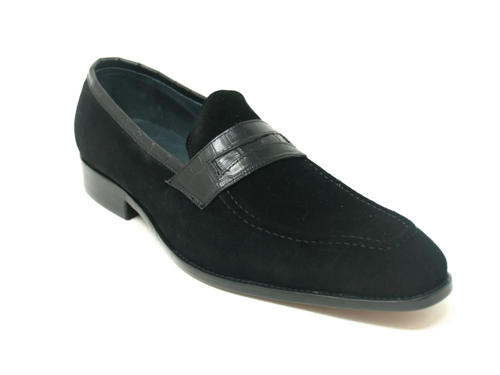 Suede Slip-On Penny Loafer Black