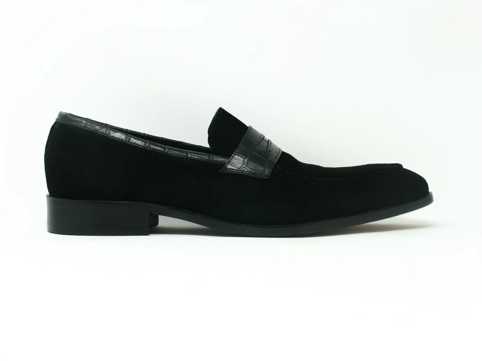 Suede Slip-On Penny Loafer Black