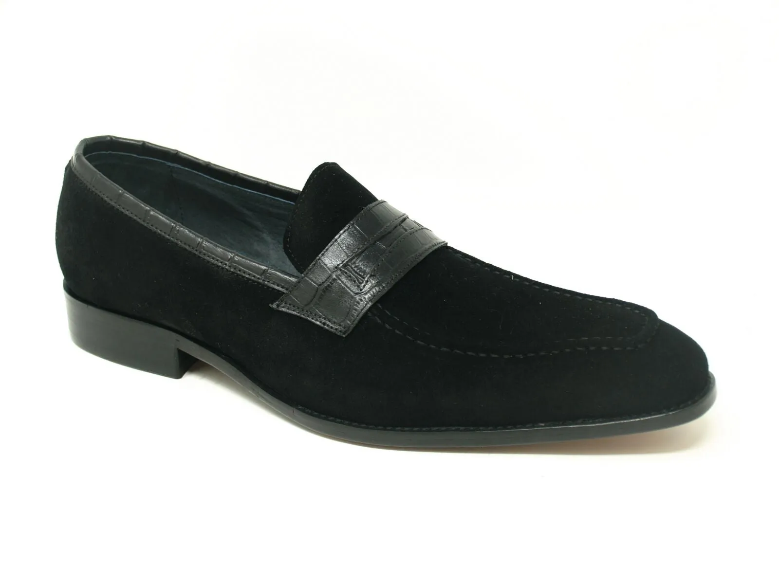 Suede Slip-On Penny Loafer Black