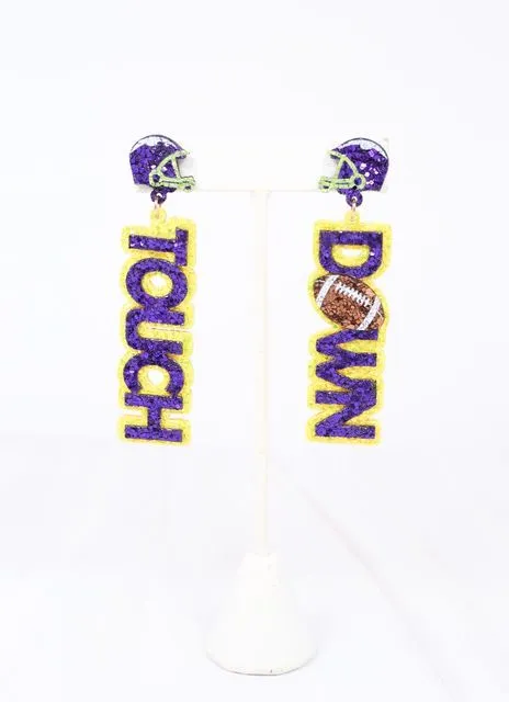 Touchdown Glitter Earring PURPLE YELLOW