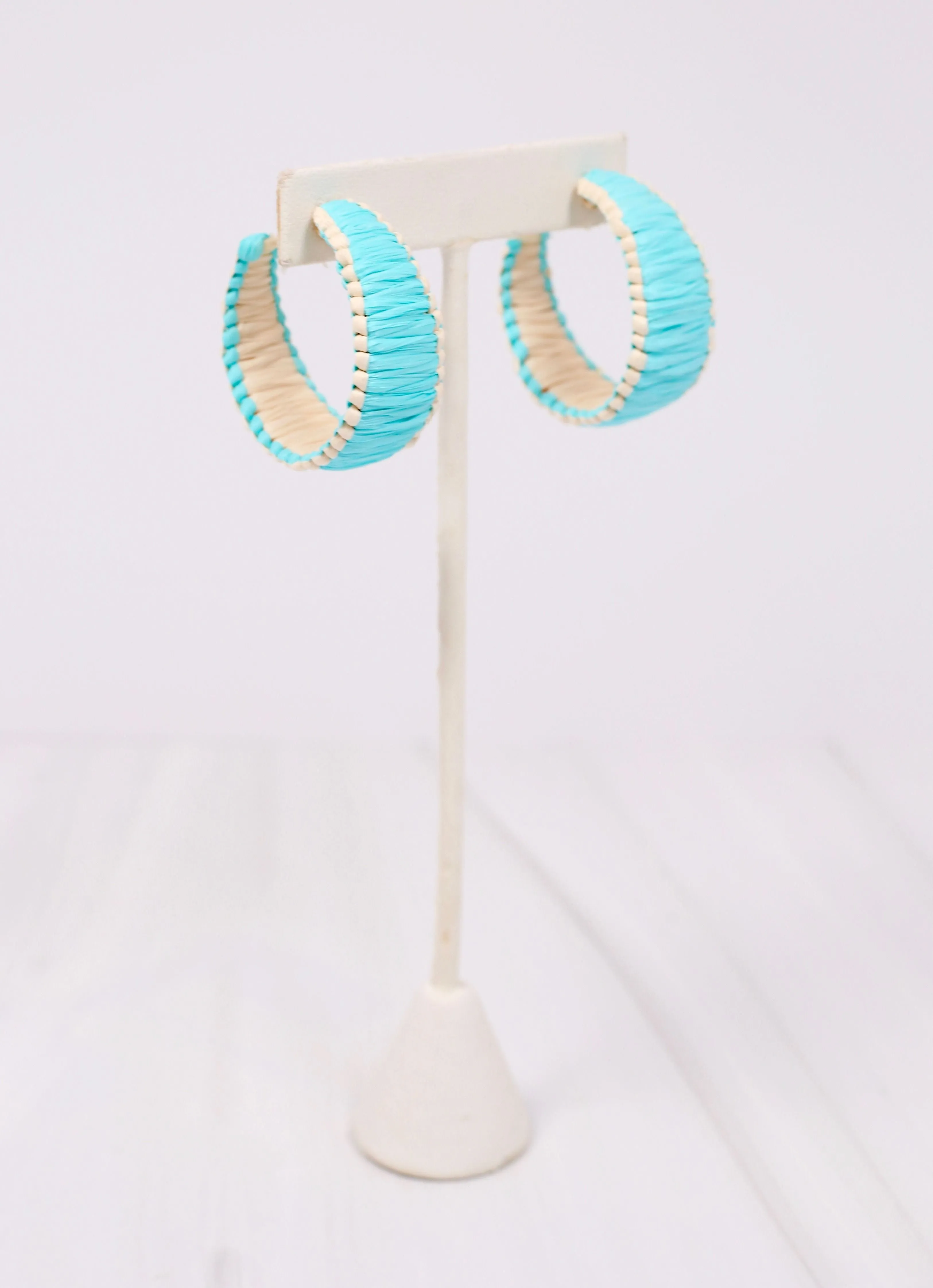 Trevone Raffia Hoop Earring AQUA