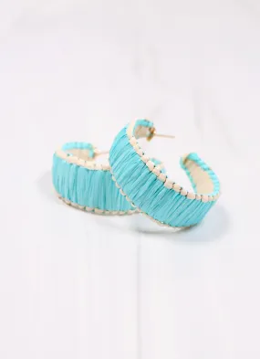 Trevone Raffia Hoop Earring AQUA