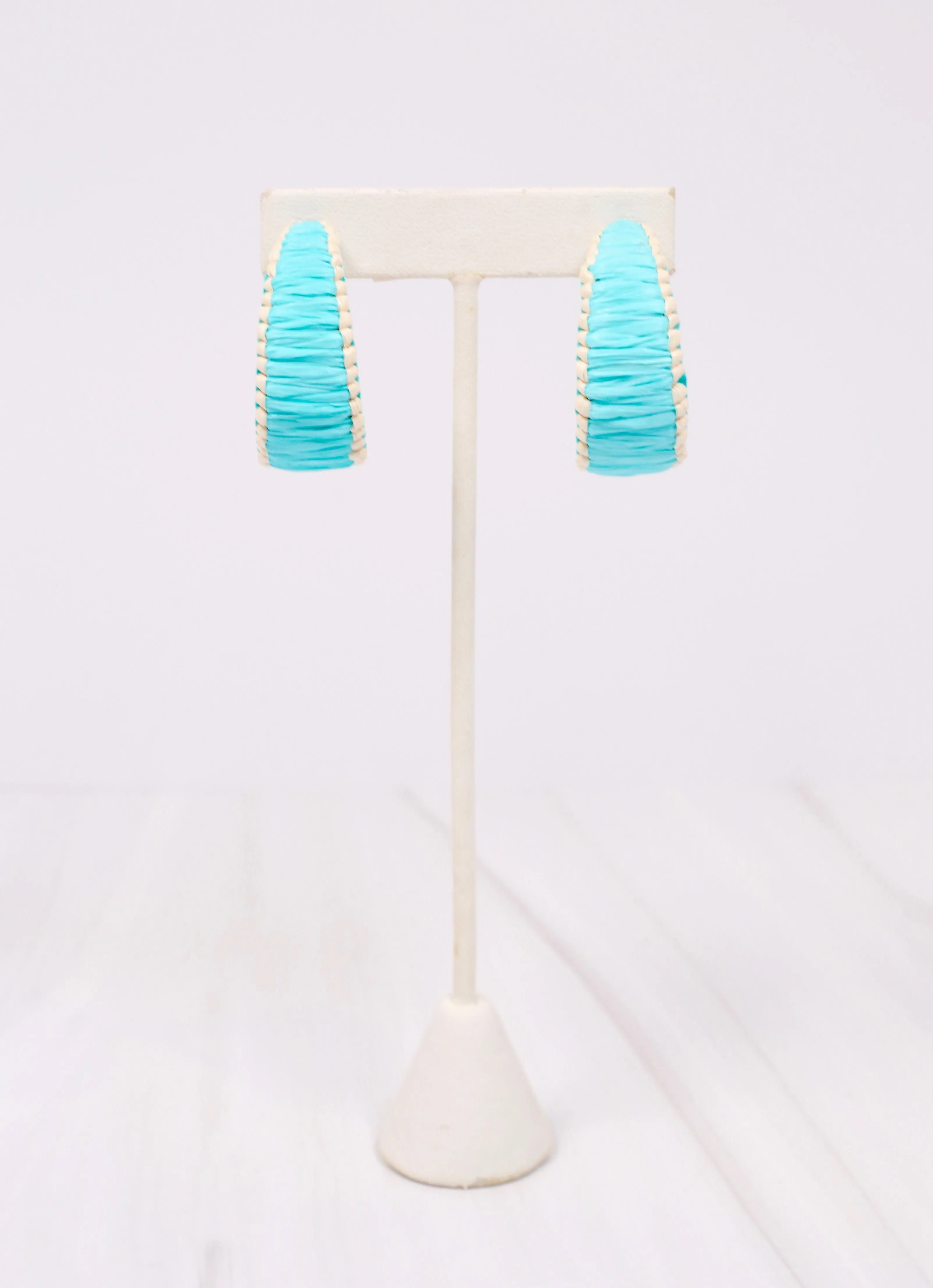 Trevone Raffia Hoop Earring AQUA