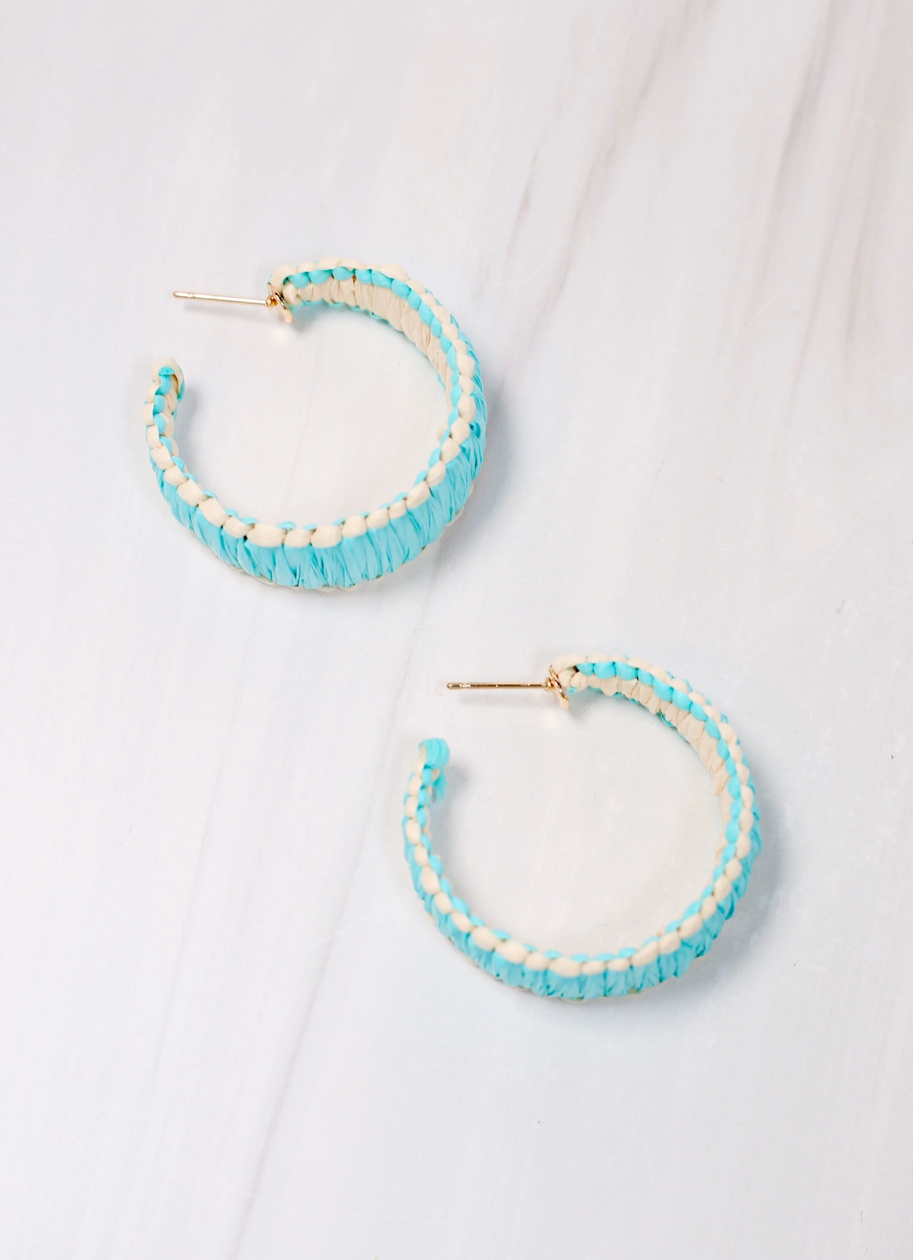 Trevone Raffia Hoop Earring AQUA