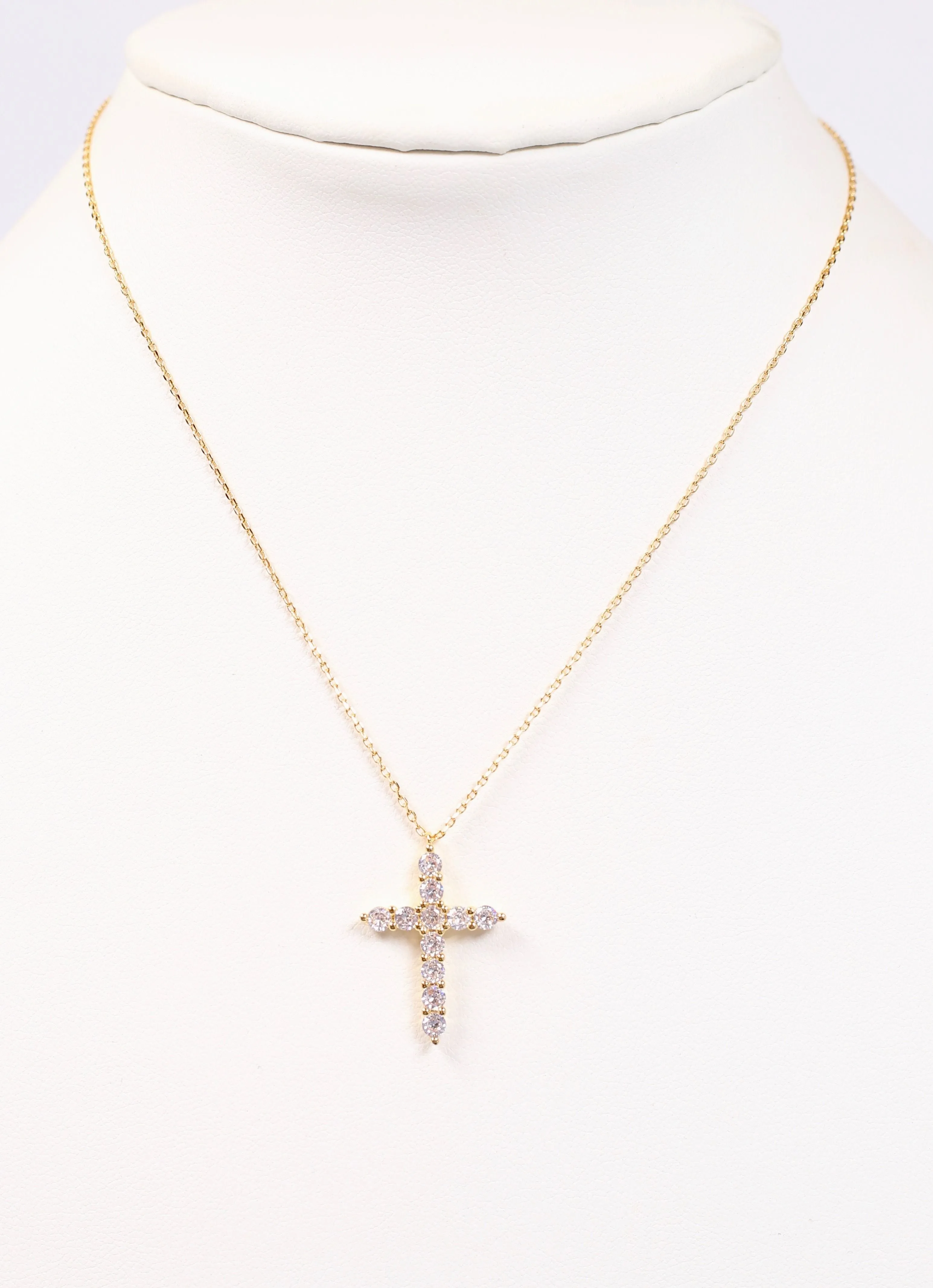 Valencourt CZ Cross Necklace GOLD