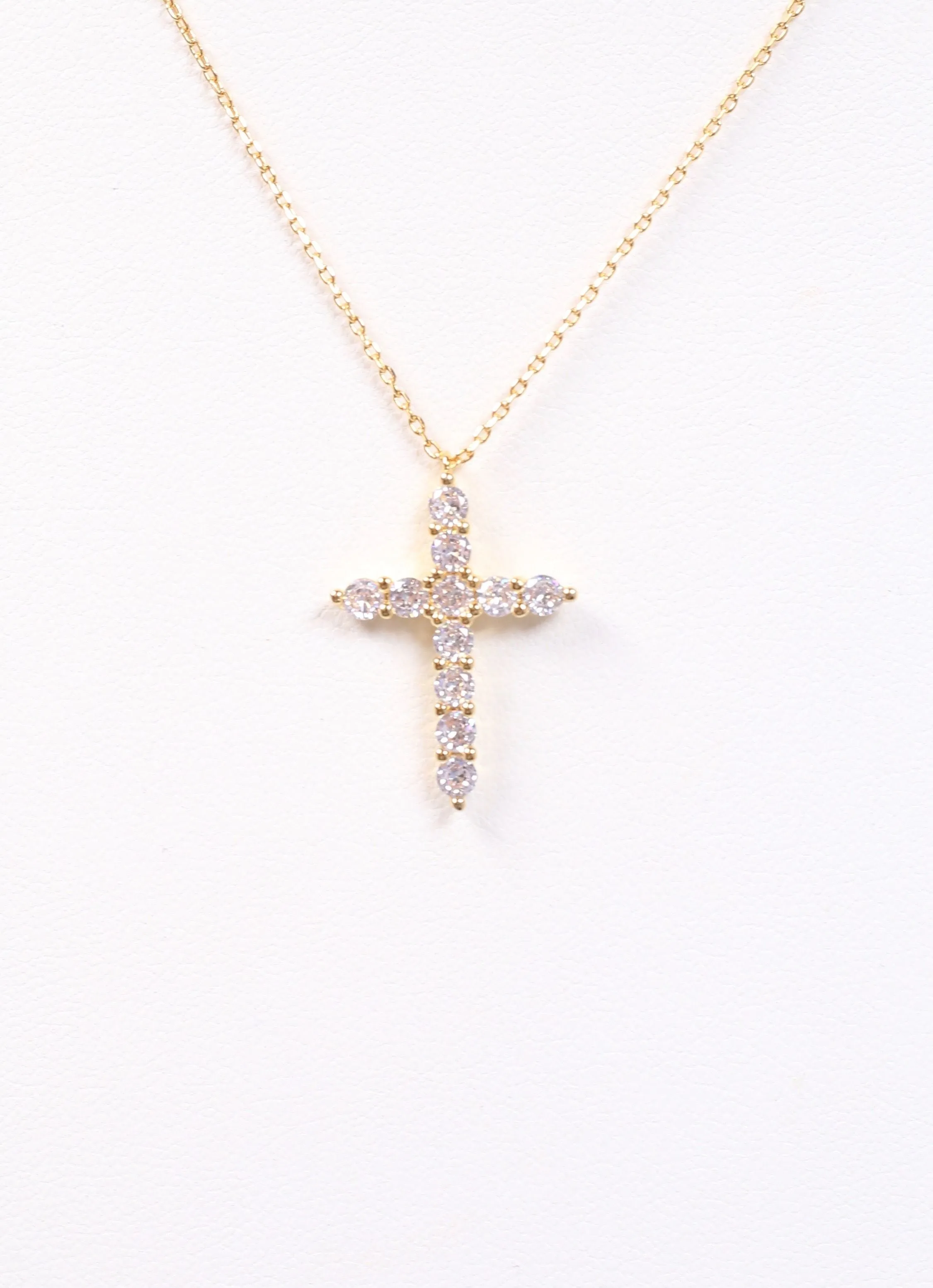 Valencourt CZ Cross Necklace GOLD