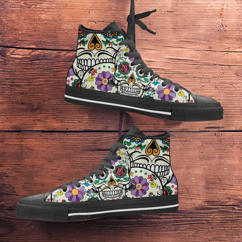 Violet Sugar Skull High Tops Black