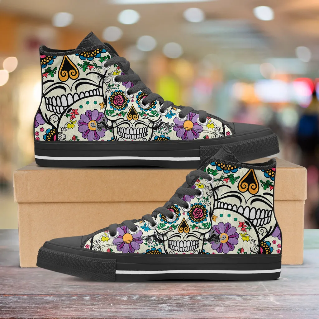 Violet Sugar Skull High Tops Black