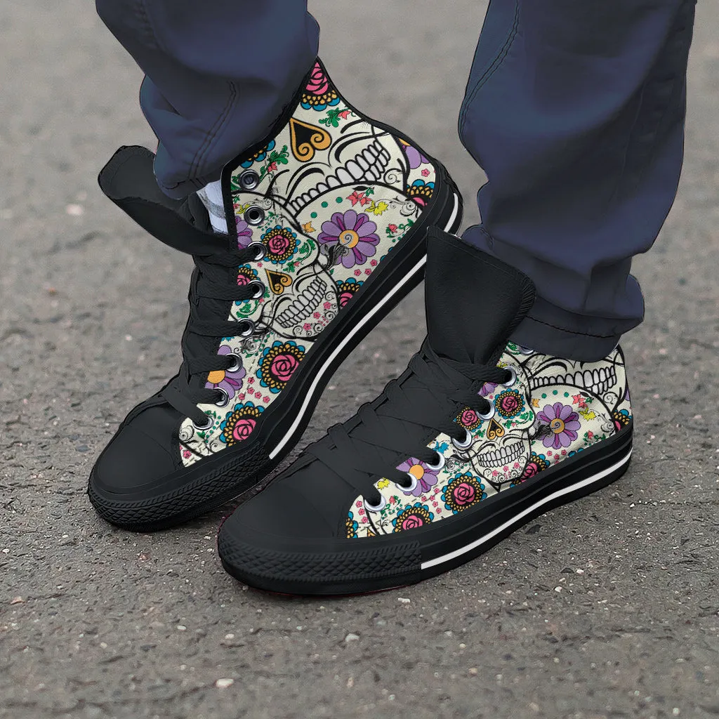 Violet Sugar Skull High Tops Black