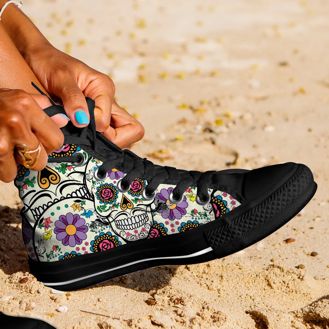 Violet Sugar Skull High Tops Black