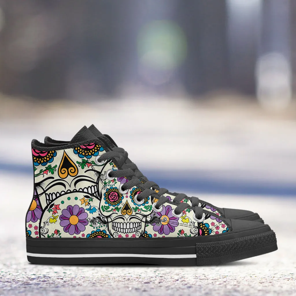 Violet Sugar Skull High Tops Black