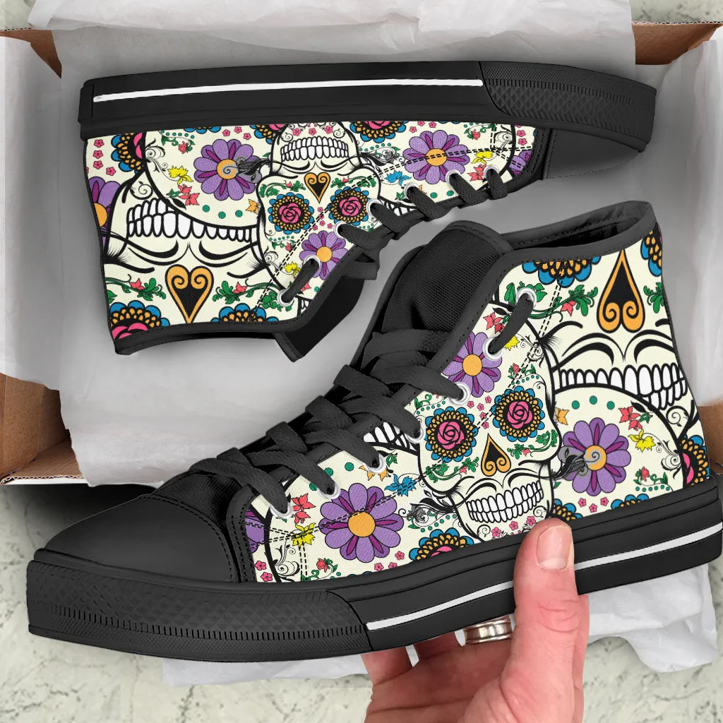 Violet Sugar Skull High Tops Black