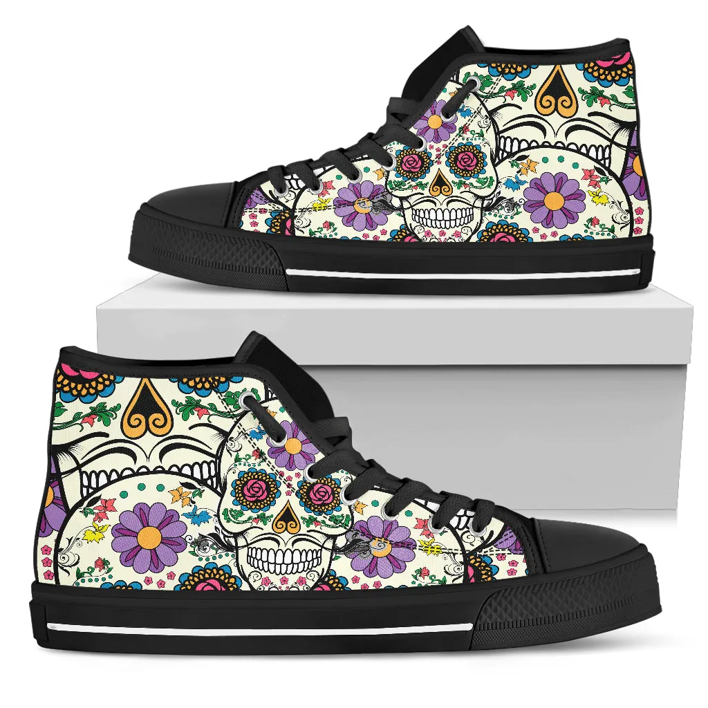 Violet Sugar Skull High Tops Black