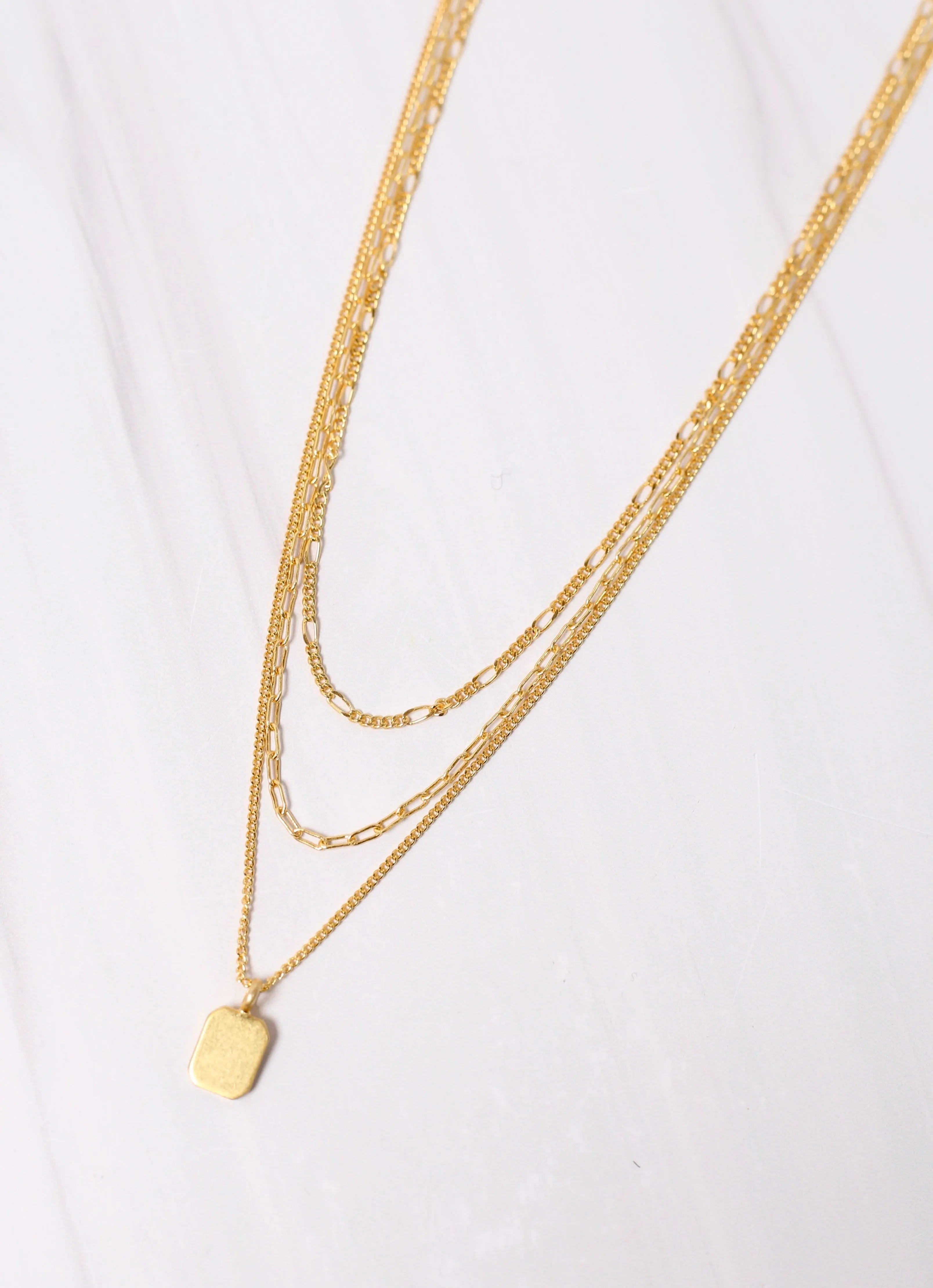 Wilsonia Layered Necklace with Charm GOLD