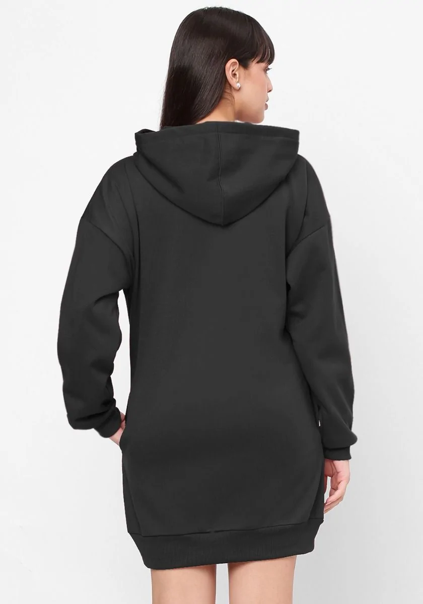 Women Oversized Hoodie Dress - Black