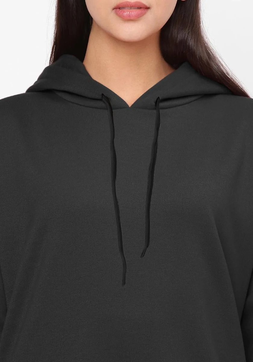 Women Oversized Hoodie Dress - Black