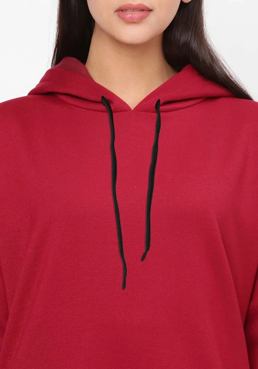 Women Oversized Hoodie Dress - Maroon