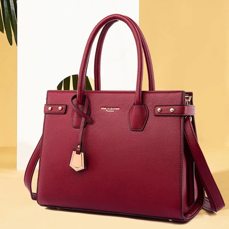 Women's Casual Faux Leather Top-handle Shoulder Tote Crossbody Bag