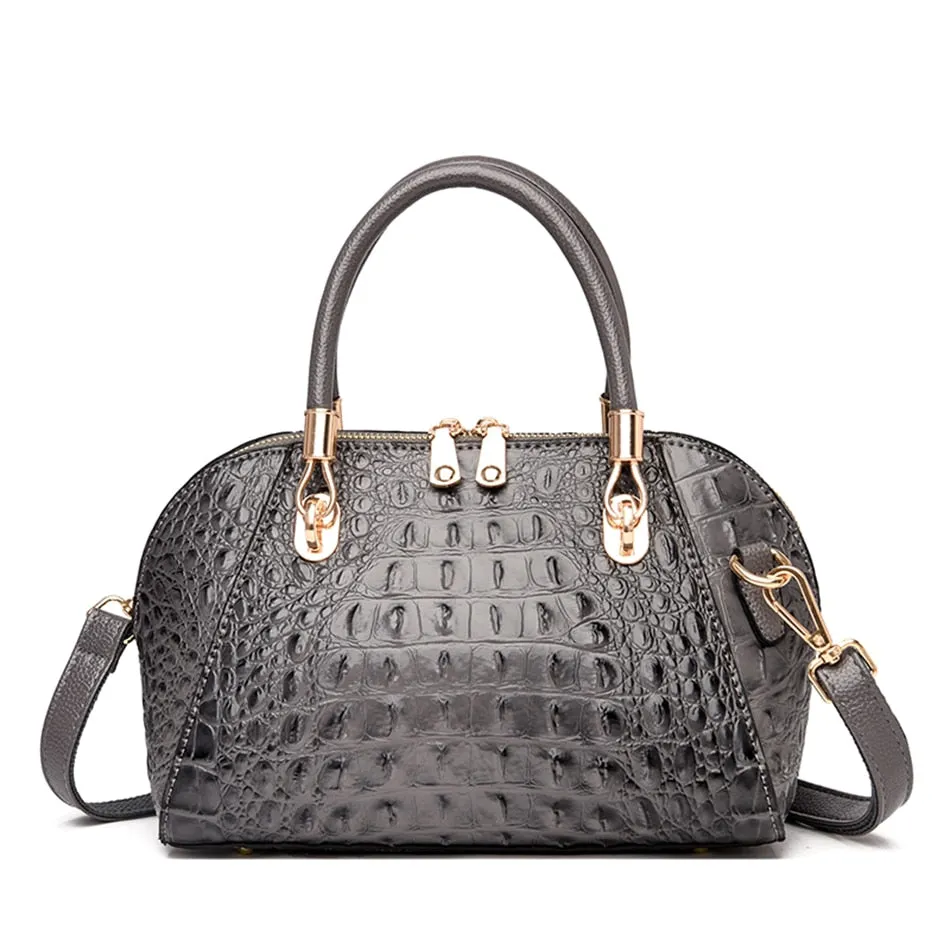 Women's Crocodile Pattern Luxury Designer Oblique Casual Tote Handbag