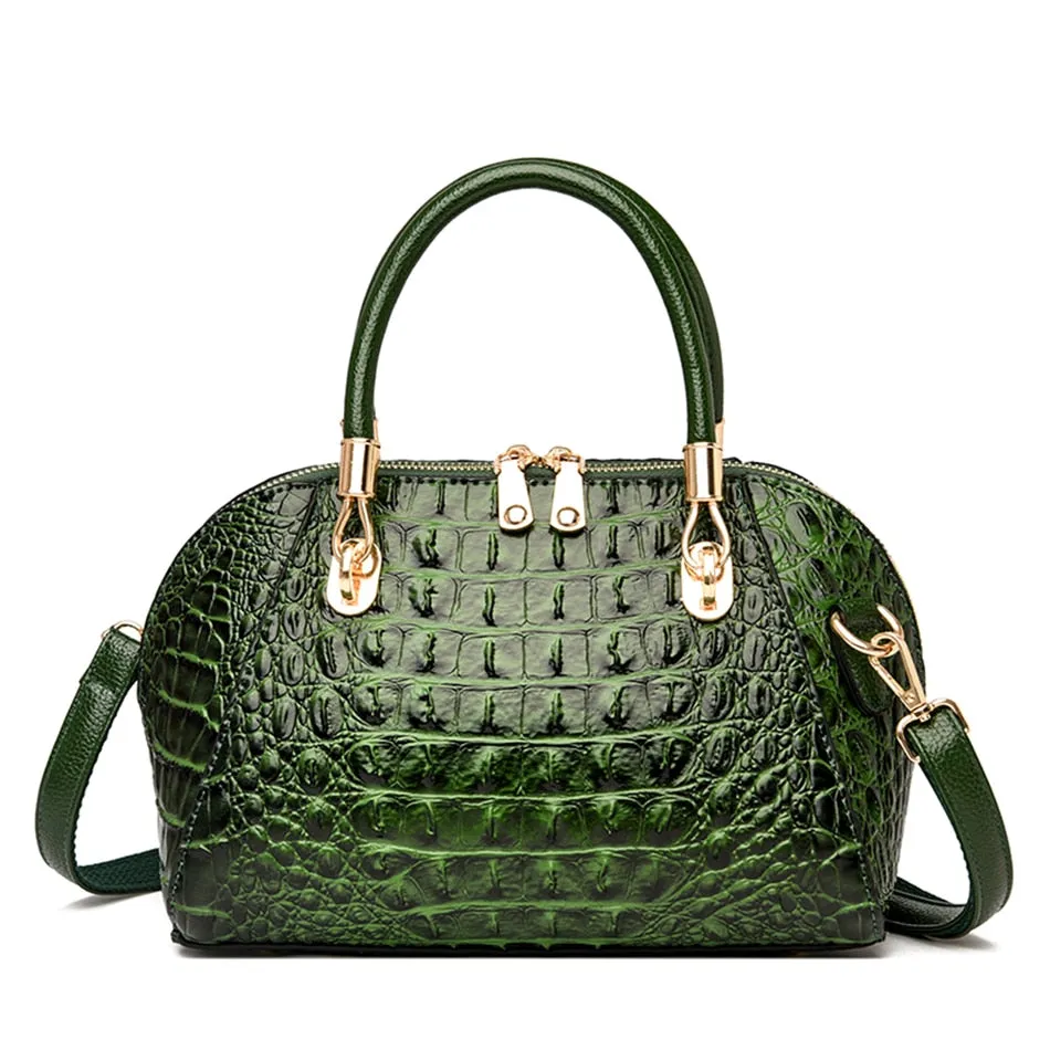 Women's Crocodile Pattern Luxury Designer Oblique Casual Tote Handbag