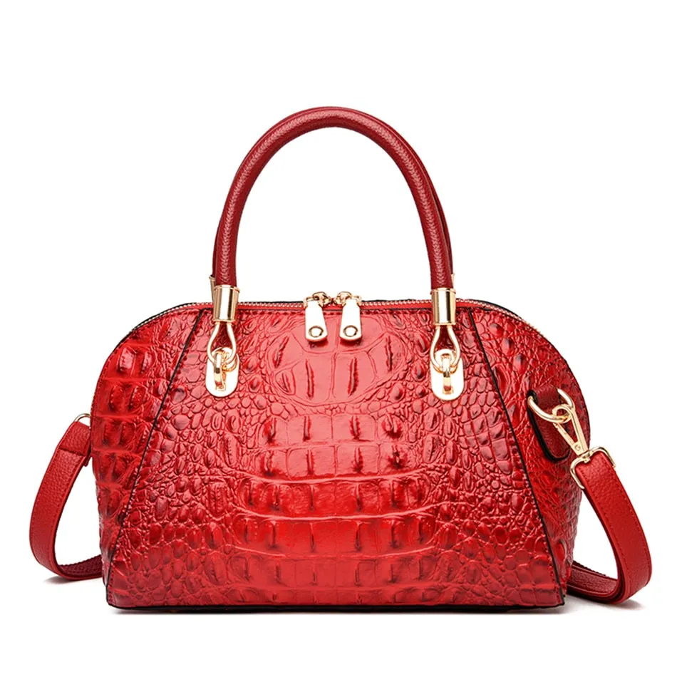 Women's Crocodile Pattern Luxury Designer Oblique Casual Tote Handbag