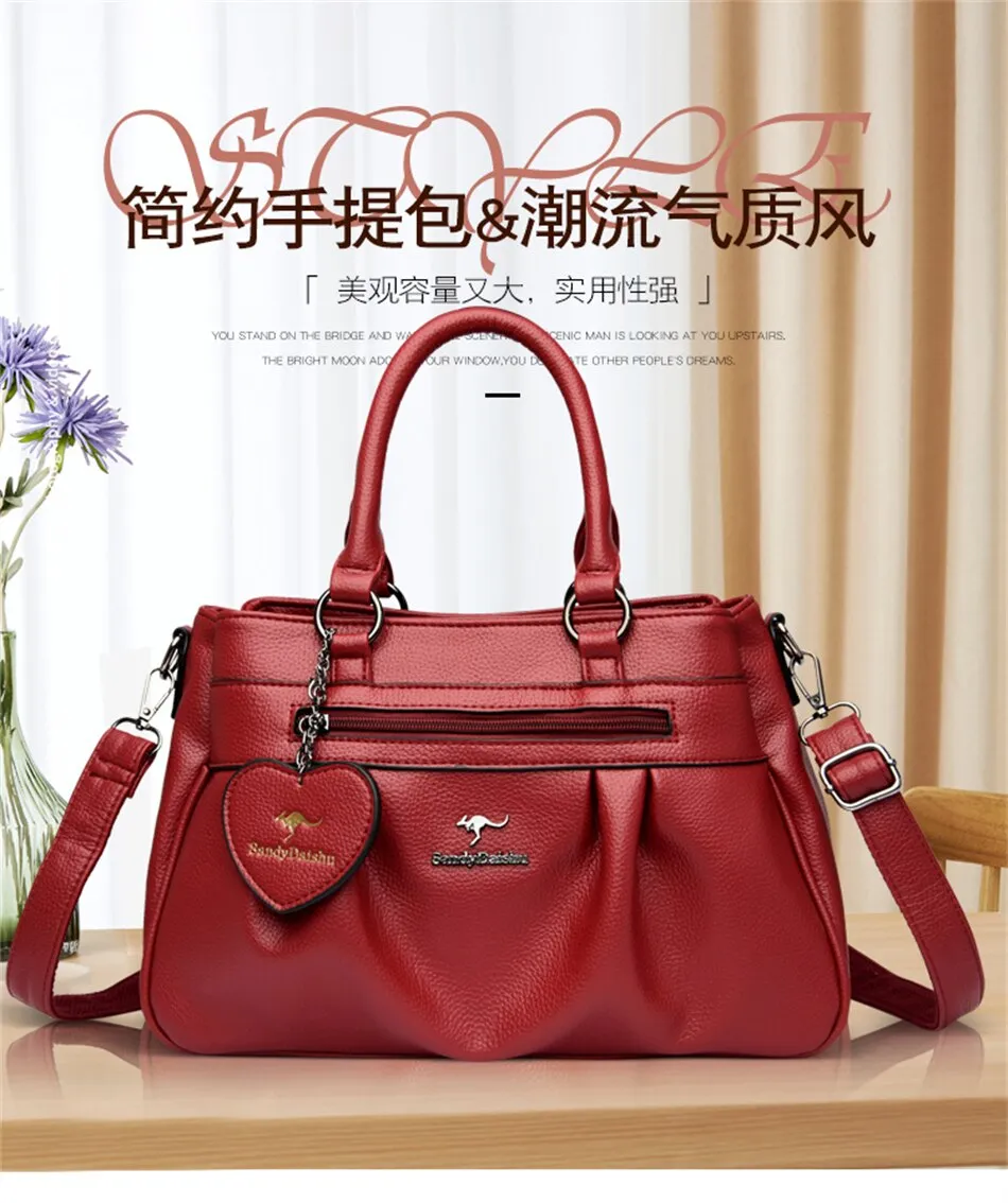 Women's Large Capacity Simple Designer Synthetic Leather Casual Tote Handbags