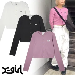 X-girl  |Casual Style Street Style Long Sleeves Plain Cotton