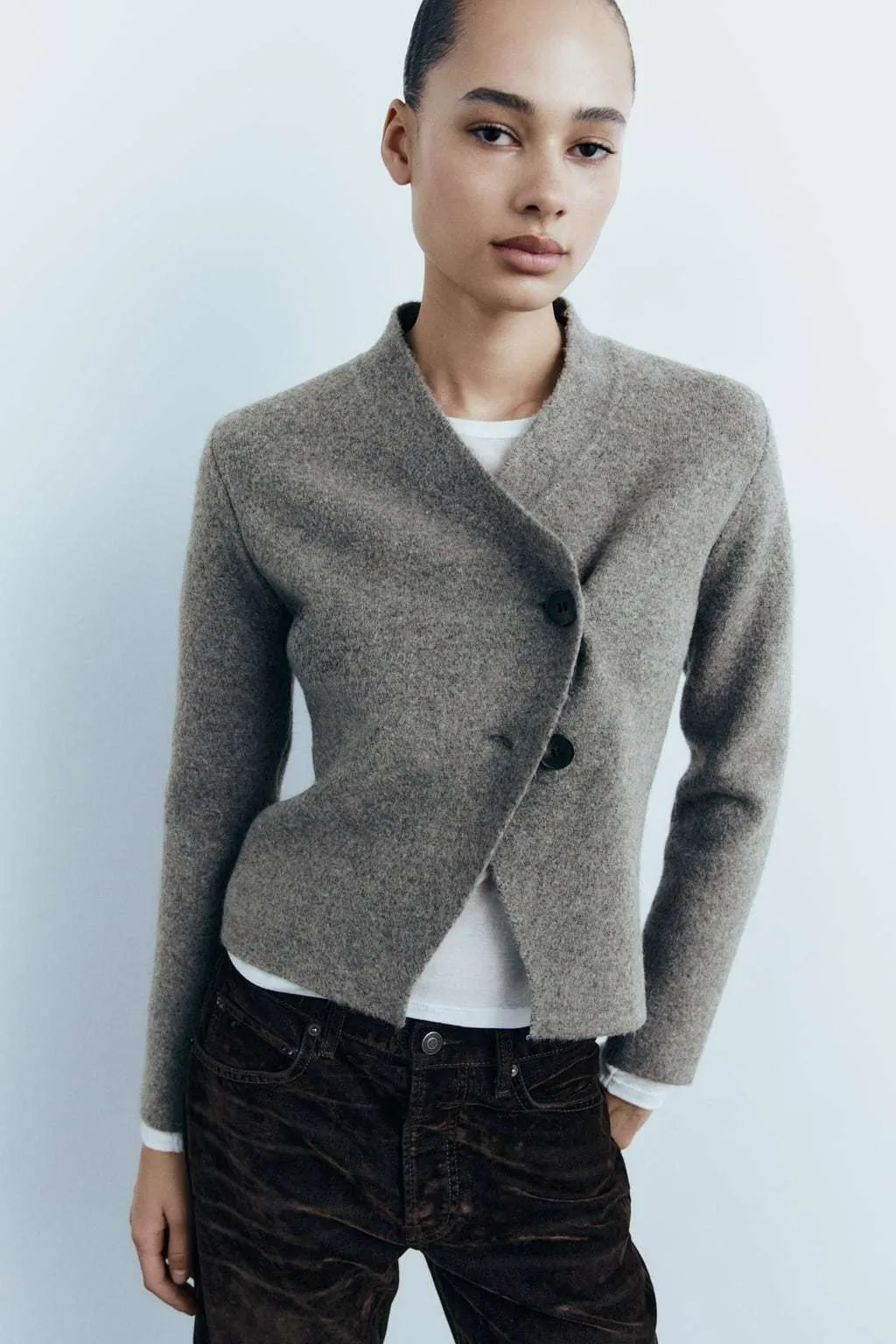 ZARA  |Casual Style Wool Long Sleeves Office Style Formal Style